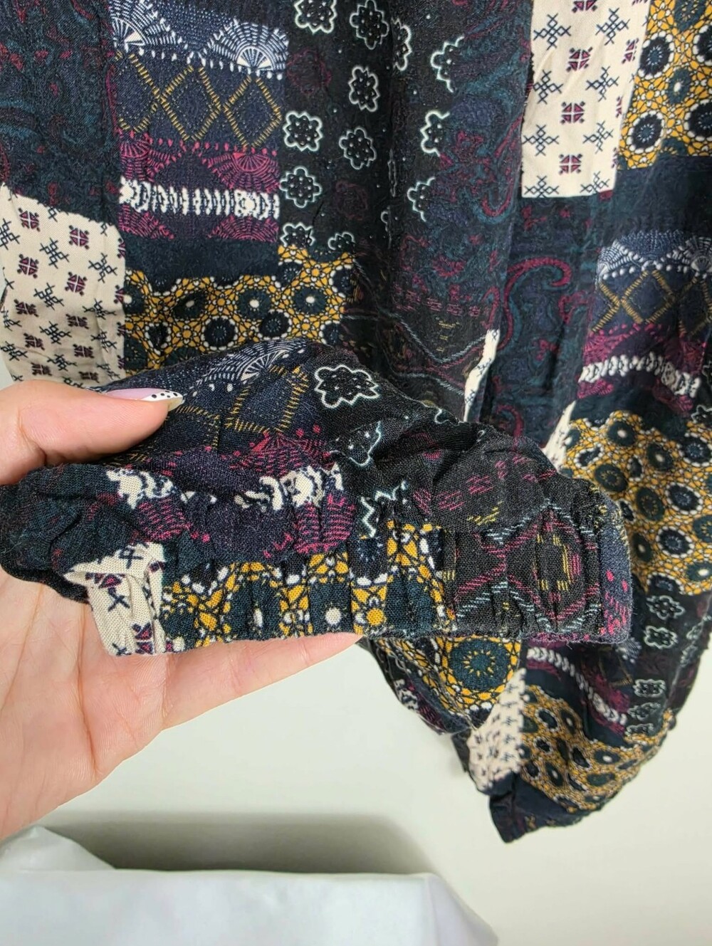 Twik Boho Patchwork Elastic Waist Harem Pants - - Picture 3 of 7